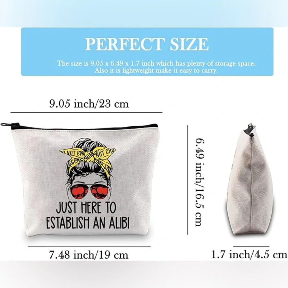 GJTIM women’s Just Here To Establish Alibi Graphic Makeup Bag
